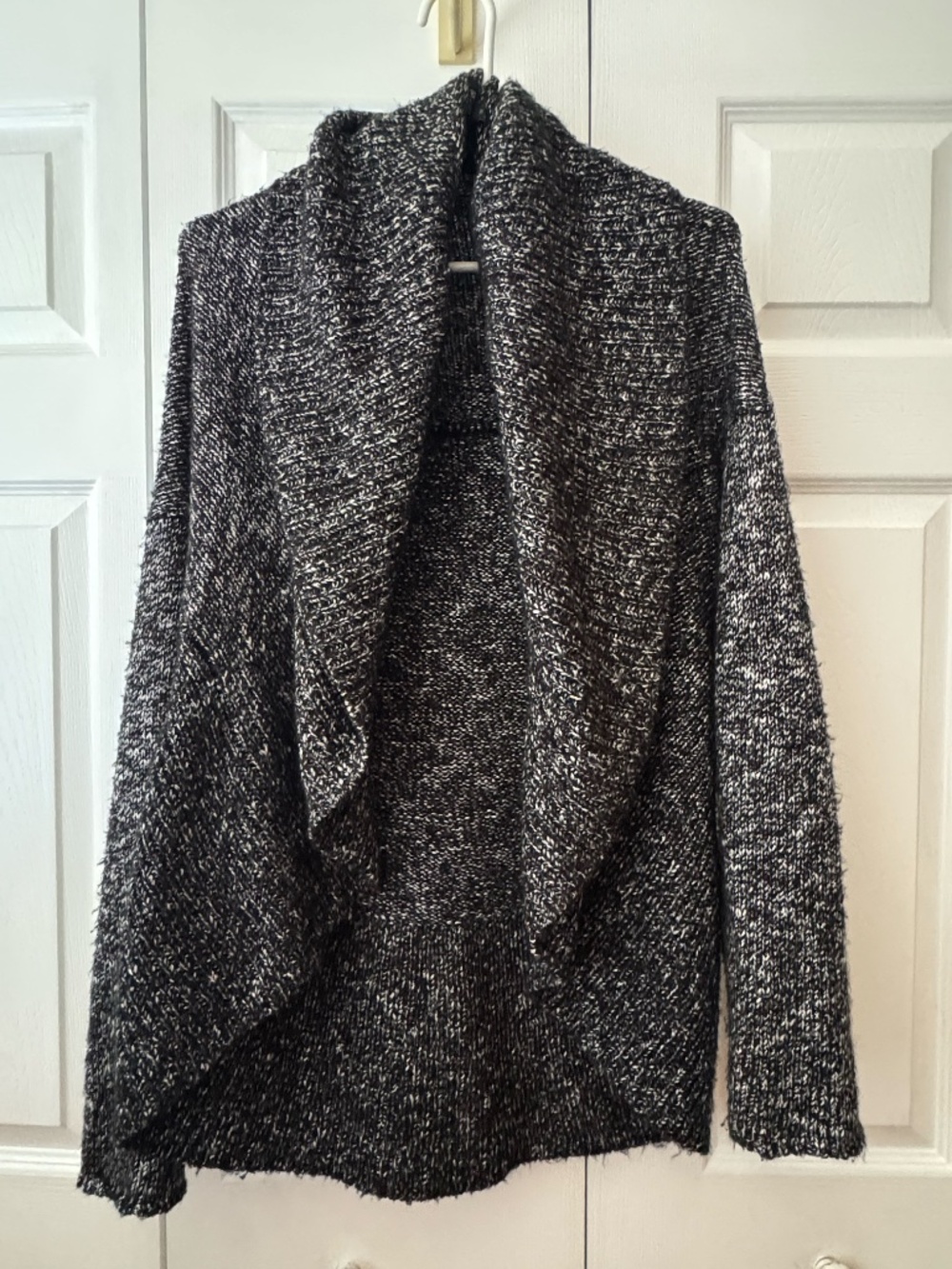 Apt 9 Black White Marled Open Front Shawl Collar Knit Cardigan Medium